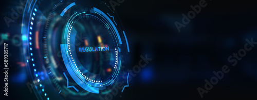 Business, Technology, Internet and network concept. Regulation Compliance Rules Law Standard. 3d illustration