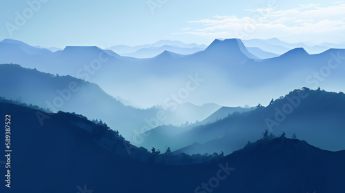landscape forest and moutain created with Generative AI technology © viet
