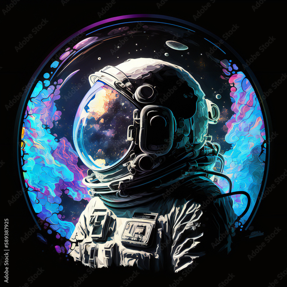 astronaut illustration art created with Generative AI technology
