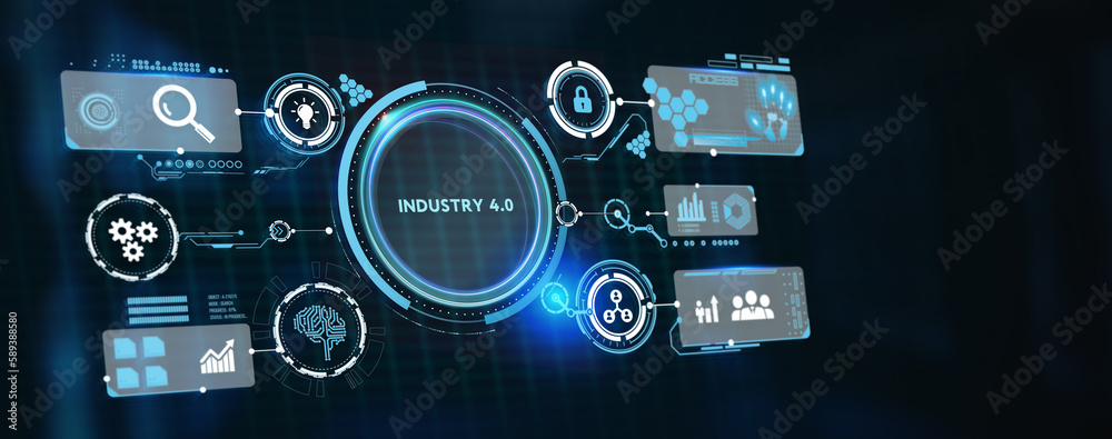 Industry 4.0 Cloud computing, physical systems, IOT, cognitive computing industry. 3d illustration Industry 4.0 Cloud computing, physical systems, IOT, cognitive computing industry. 3d illustration