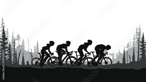 Silhouette of the cycling a bicycle Vector illustration, world bicycle day.