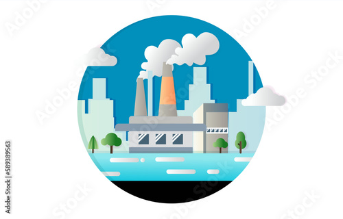 Paper art city background air pollution pm 2.5 dust deposal resources from industry design for education infographic presentation and website