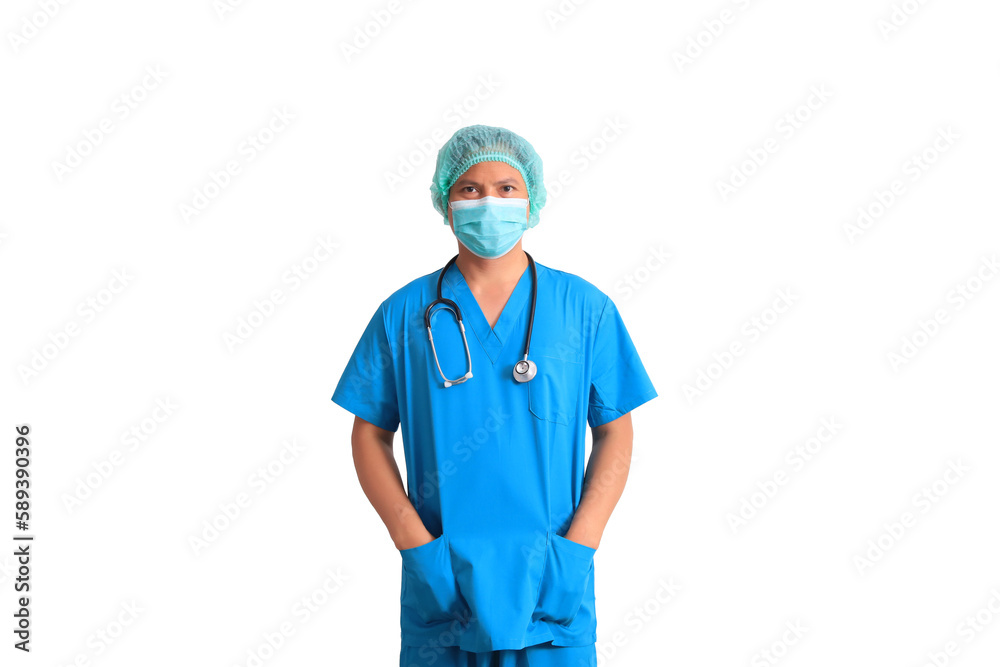 male doctor wearing blue suit