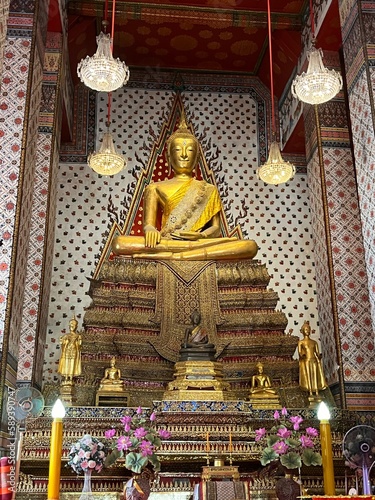 The Shrine of the Buddha at the Wat Arun temple along the Banks of Chao Phraya River in the city of Bangkok, Thailand