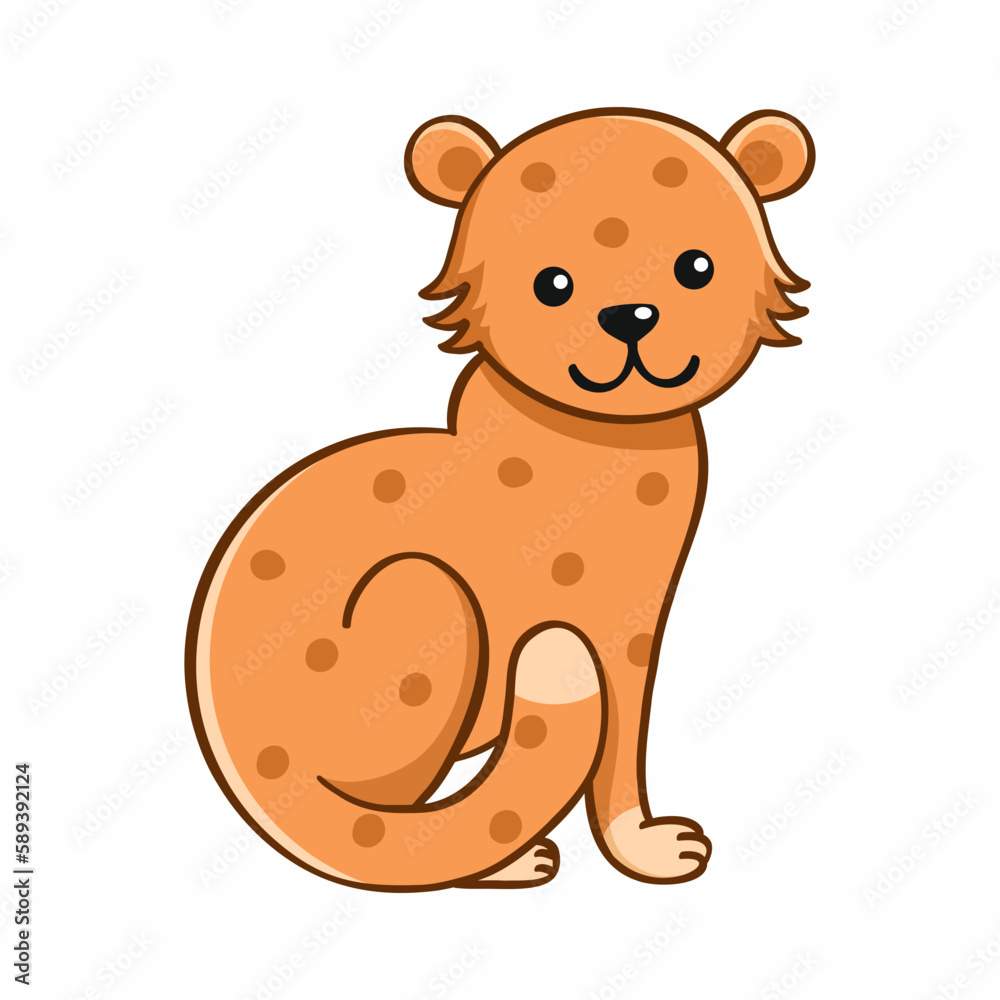 Cute leopard onwhite background. Vector doodle illustration for kids. Wild cat. Cute leopard onwhite background. Vector doodle illustration for kids. Wild cat.