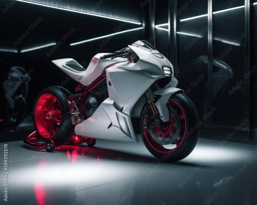 Obraz premium Majestic Futuristic Motorcycle. Generative AI