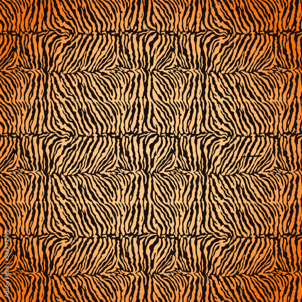 Fabric design, tiger pattern, patchwork pattern