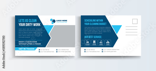 Cleaning Service Postcard Template | EDDM Postcard template Set, Cleaning company Business Postcard Design Layout.