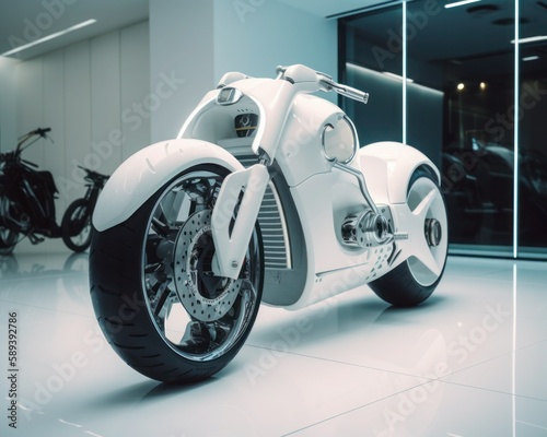 Majestic Futuristic Motorcycle. Generative AI