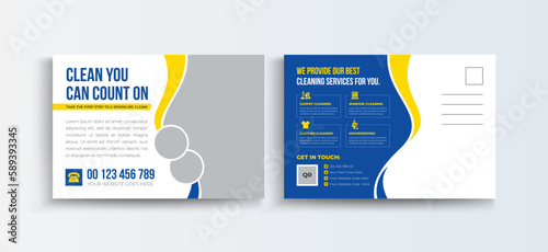 Cleaning Service Postcard Template | EDDM Postcard template Set, Cleaning company Business Postcard Design Layout.