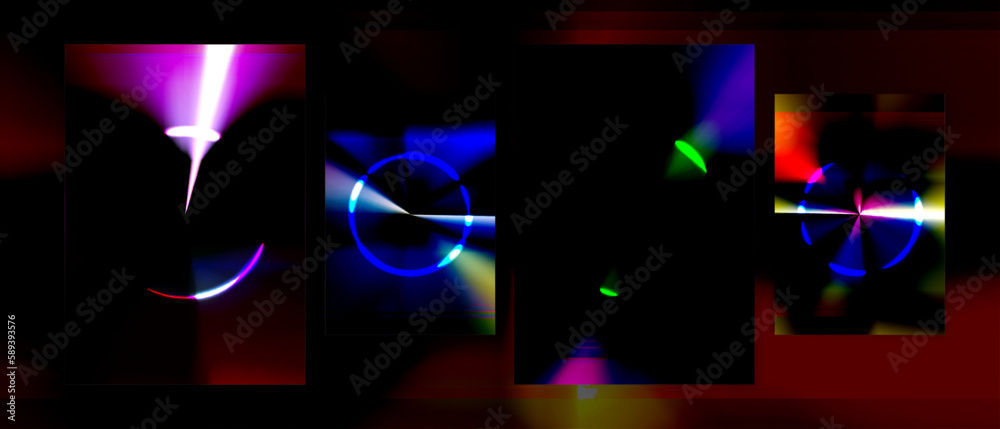 Cover design circle futuristic 80s retro creation vibrant abstract neon glow theme collection vector background
