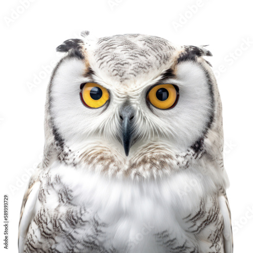 Owl isolated on white, transparent background, PNG, generative ai	