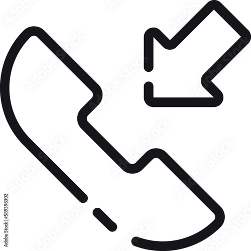 The incoming call icon represents the act of receiving a call on a mobile phone or other telecommunication device. It is commonly used as a symbol for answering a call