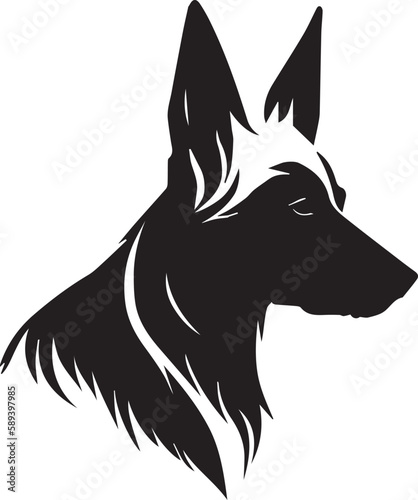 Dog head vector image on a white background. Vector illustration silhouette svg.