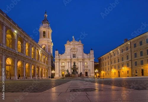Fototapeta Naklejka Na Ścianę i Meble -  Loreto, sacred place in the city of Ancona in the Marche, Italy where the basilica sanctuary of the Holy House is located. Discover the beauty of historic Italian cities