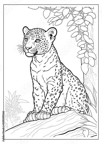 Coloring book page for children with Cute Wild animal cartoon vector illustration theme