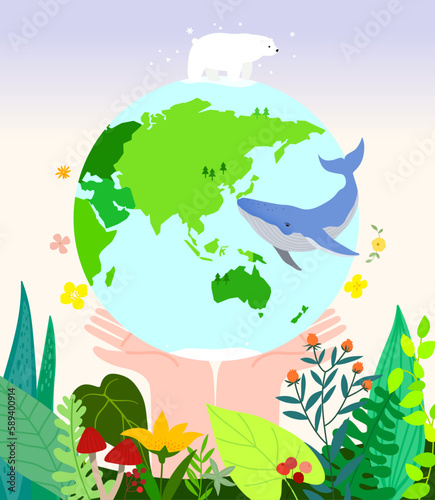 Hand drawn mother earth day illustration
