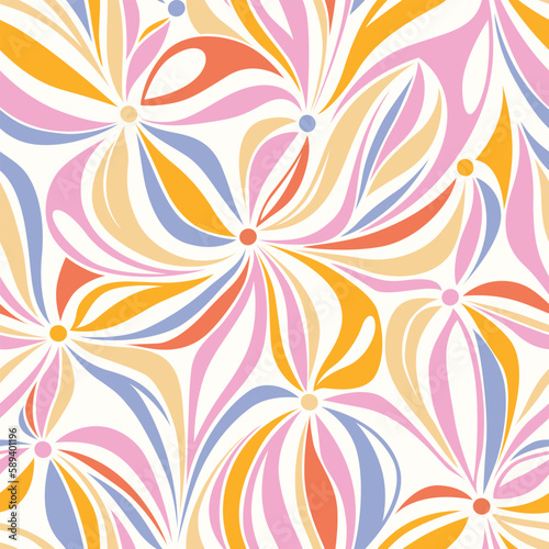 Abstract Retro floral seamless pattern. Vector illustration background