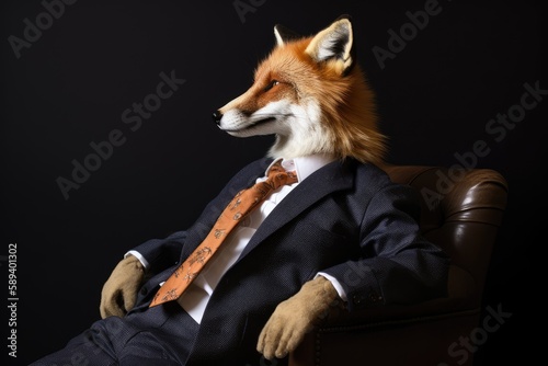 fox posing in business suit 