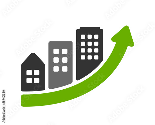 Urban development,  increase of land prices vector icon illustration