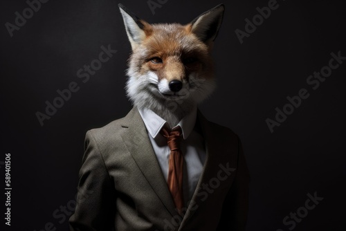 fox posing in business suit