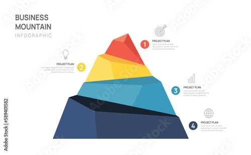 Infographic Business growth design template. Business Mountain concept with 4 steps
