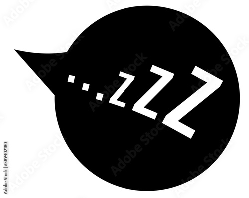 Zzz sleep snore text vector icon. Night sleepy noise sound illustration. Black signs isolated on white background.