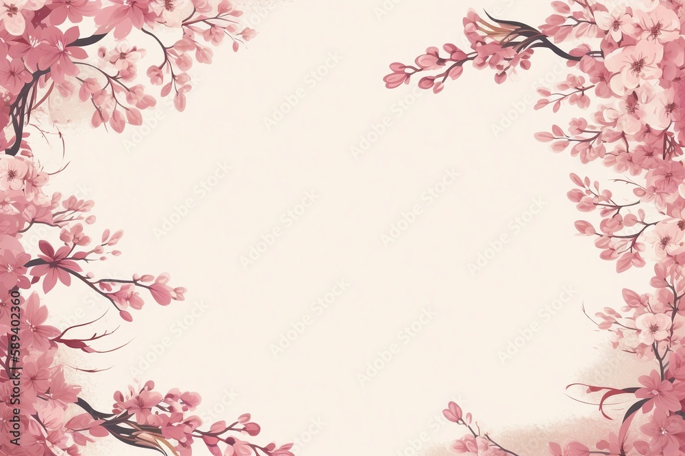 cherry blossom leaves and tree illustration