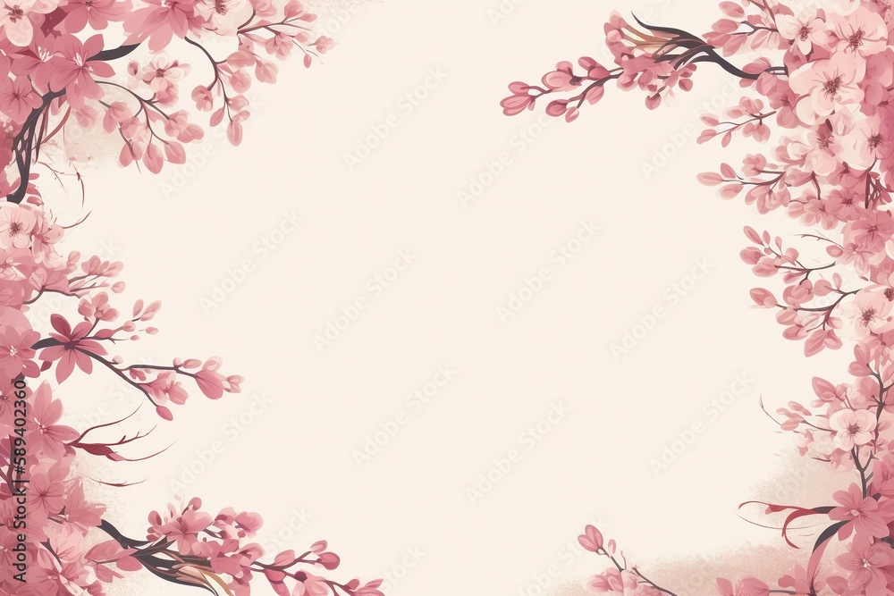 Obraz premium cherry blossom leaves and tree illustration