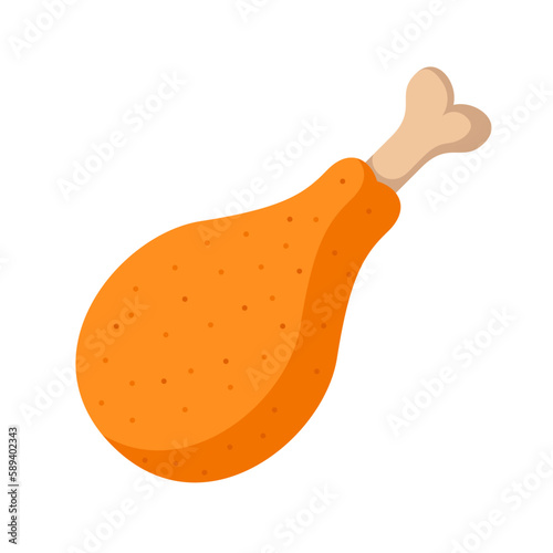 fried chicken leg flat vector illustration logo icon clipart