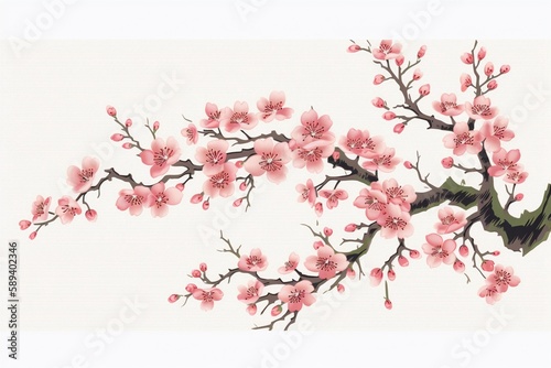 cherry blossom leaves and tree illustration