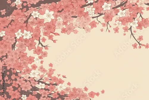 cherry blossom leaves and tree illustration