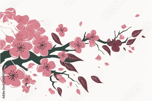 Wallpaper Mural cherry blossom leaves and tree illustration Torontodigital.ca