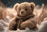Teddy bear in the snow. Generative AI