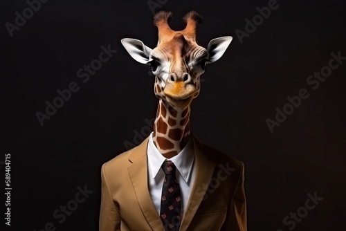 giraffe posing in business suit © PinkiePie