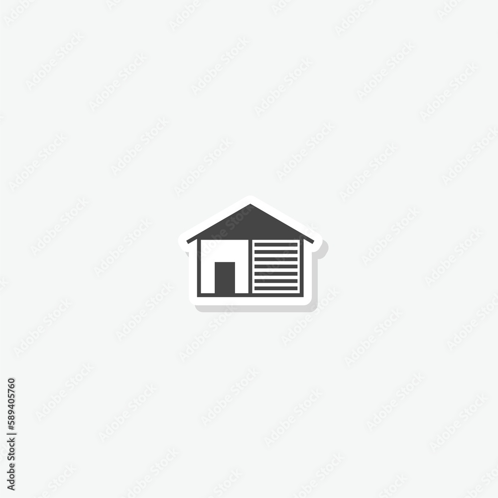 House with car garage logo sticker icon