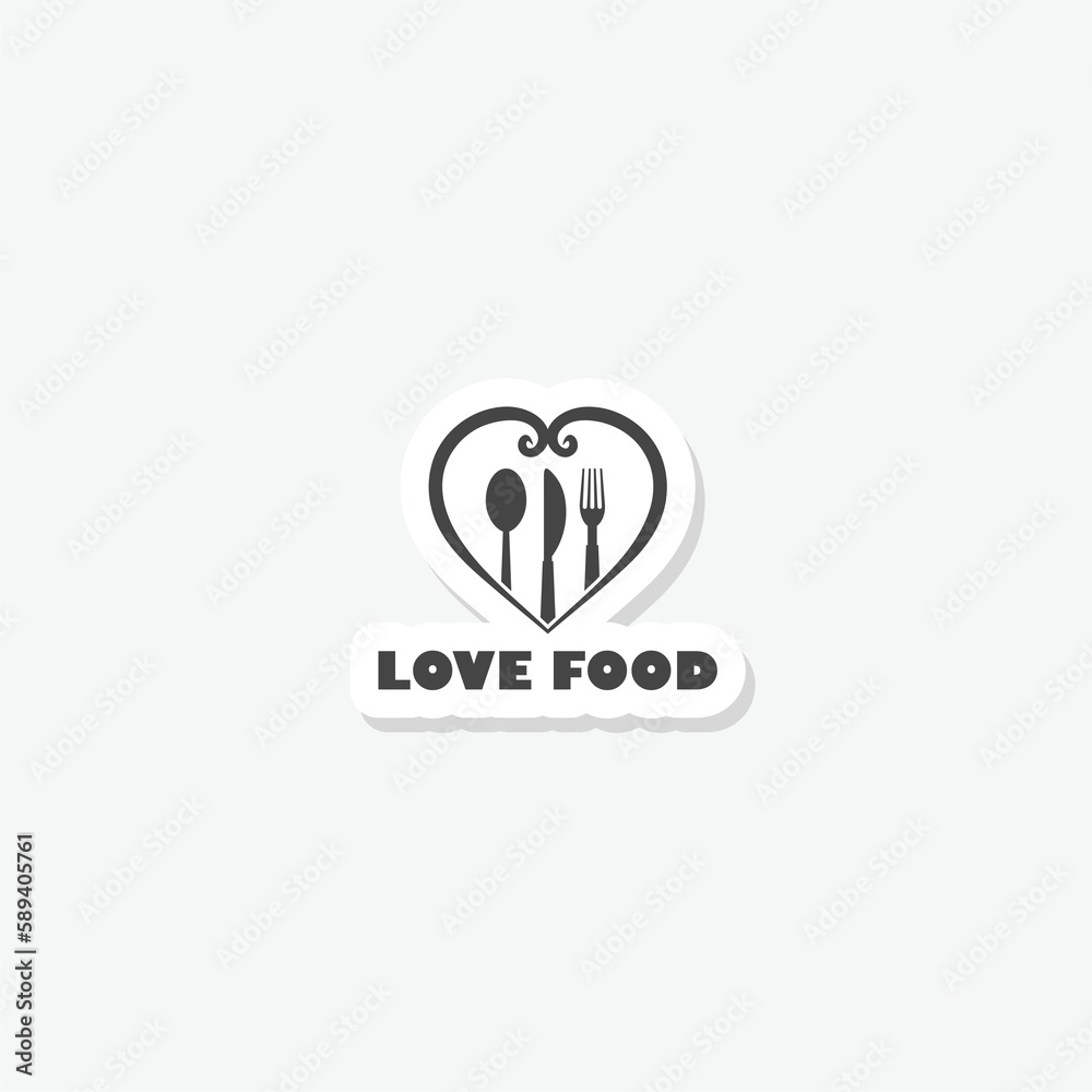 Love Food Logo designs concept sticker icon Love Food Logo designs concept sticker icon
