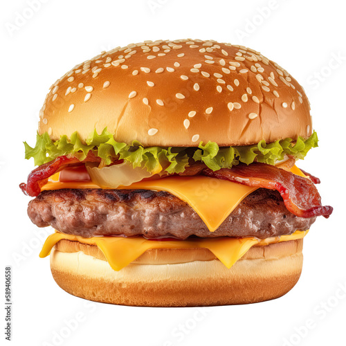 Beef Burger on a Transparent Background - Generative AI 