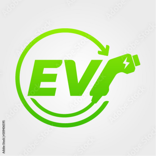 EV charging icon symbol, Electric vehicle charging, Charging point logo, Vector illustration.