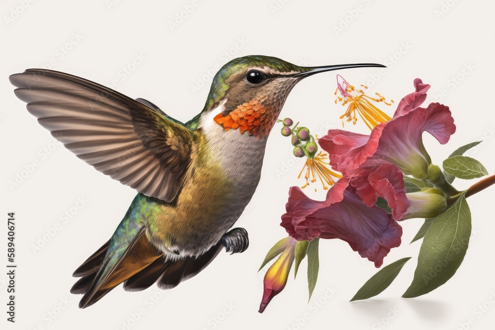 Obraz premium hummingbird and flower