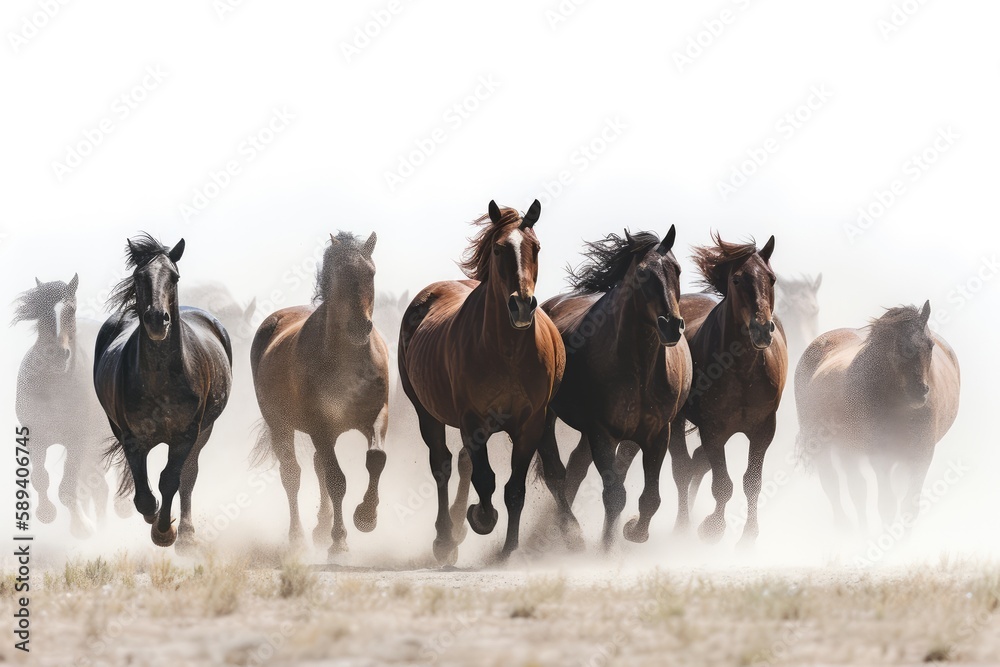 group of horses in field