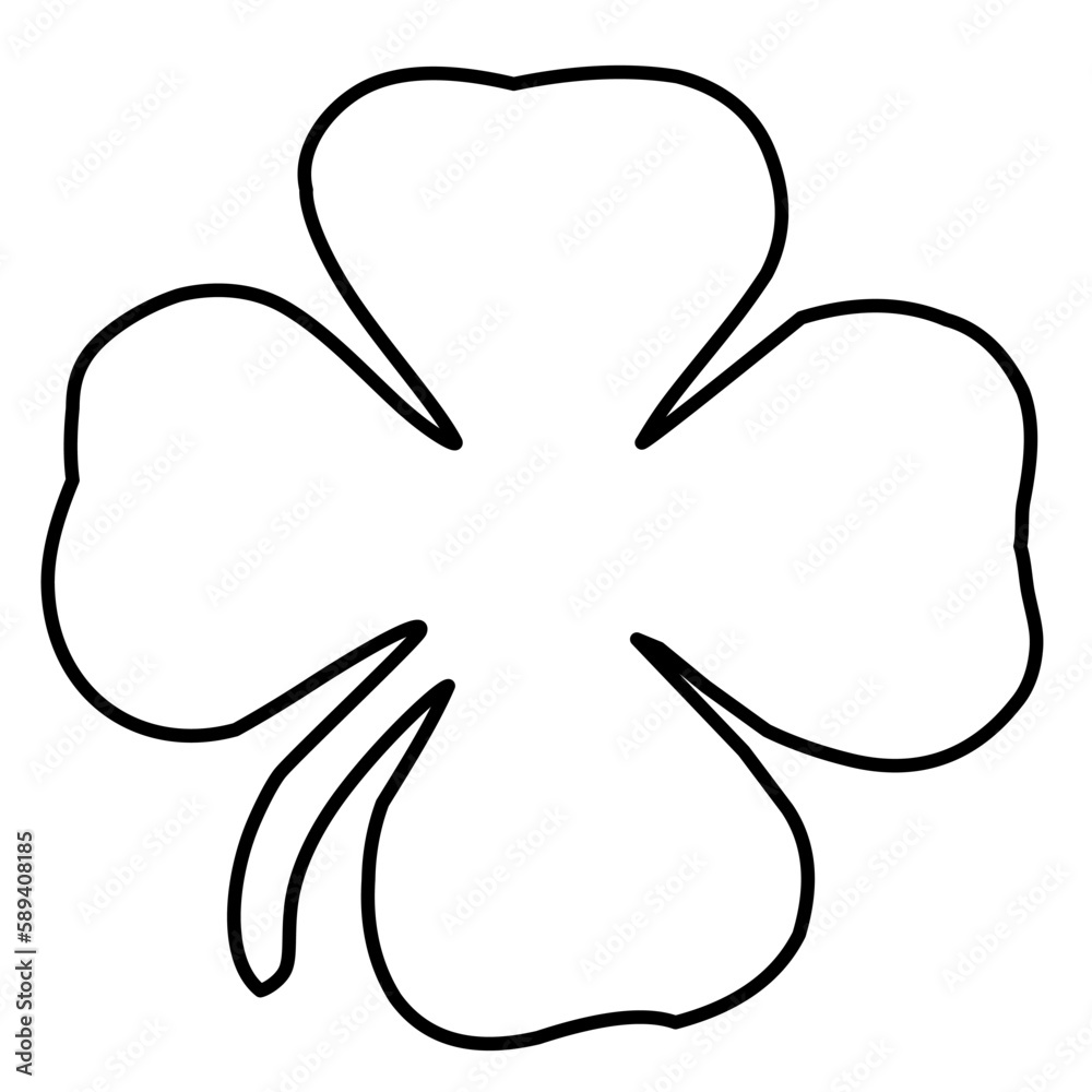 four leaf clover with black stripes isolated on white background. four leaf clover illustration. four leaf clover with black stripes isolated on white background. four leaf clover illustration.