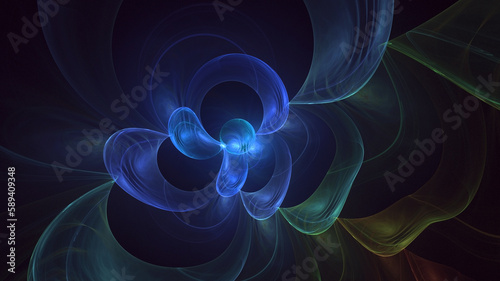 3D rendering abstract multicolor technology fractal light background