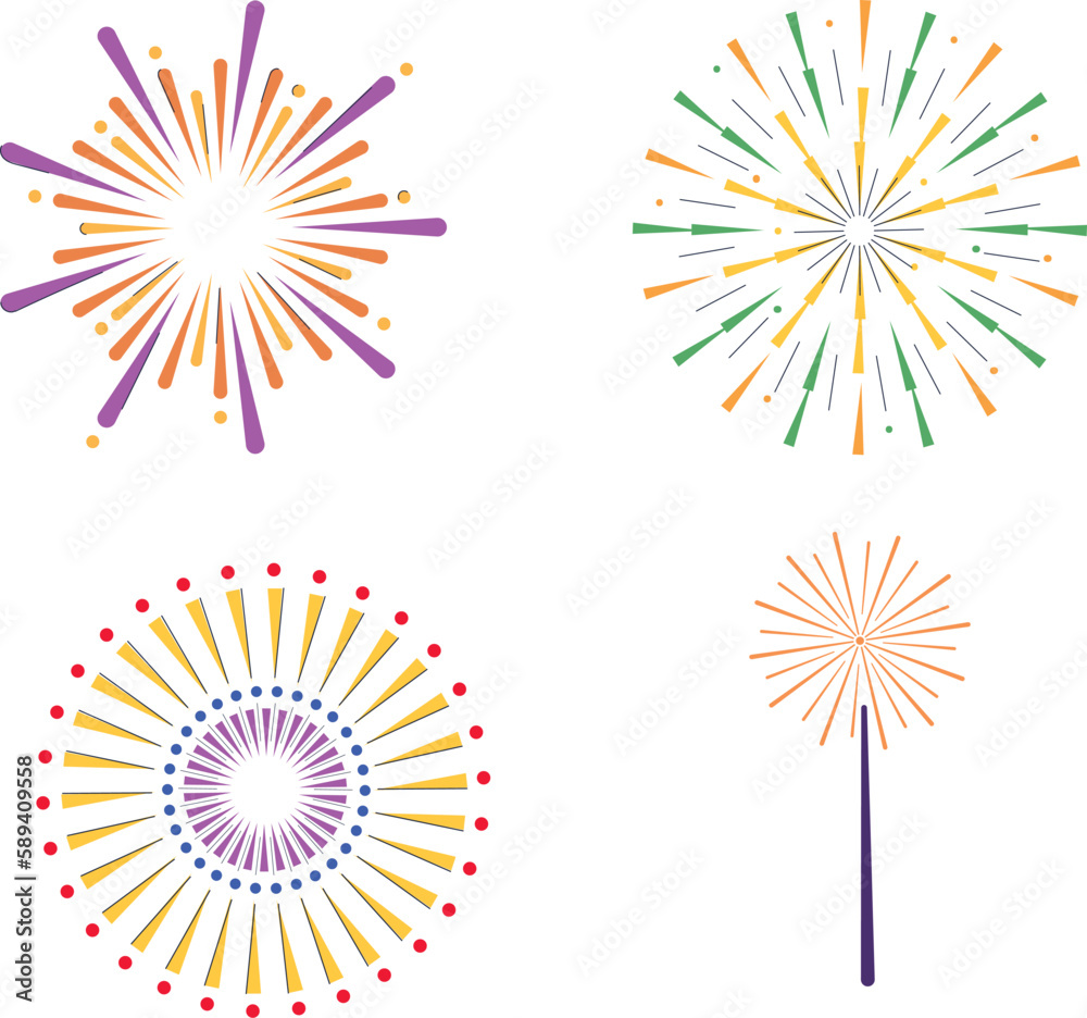 Firework vector icon illustration design template. Firework vector icon set Firework vector icon illustration design template. Firework vector icon set