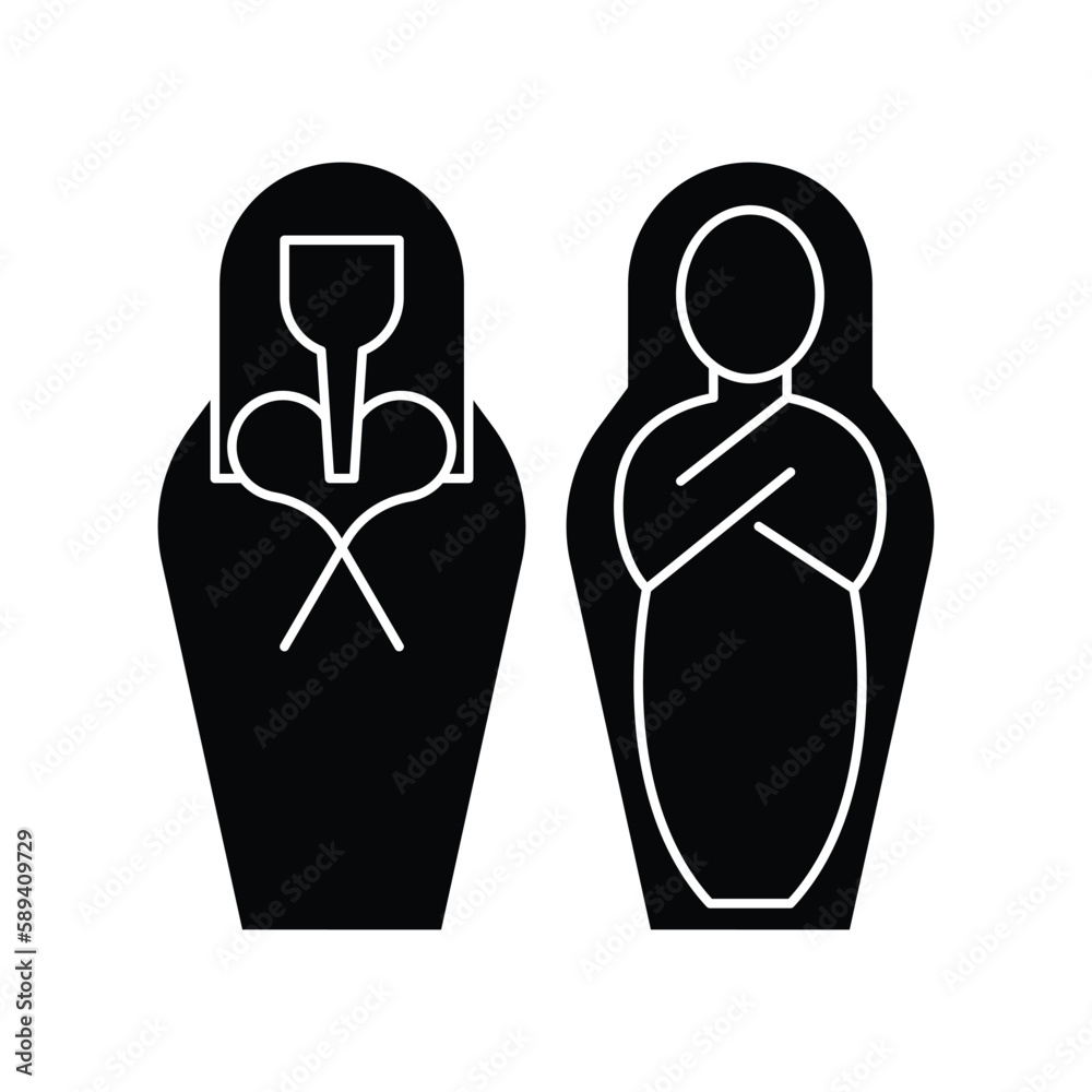 Mummy in Sarcophagus icon design. Egyptian mummy vector icon. isolated on white background. vector illustration Mummy in Sarcophagus icon design. Egyptian mummy vector icon. isolated on white background. vector illustration