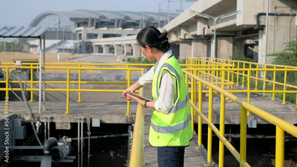 Wastewater treatment concept. Service engineer on waste water Treatment