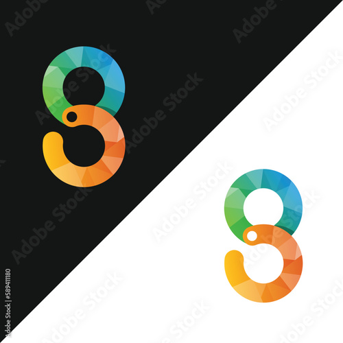 unique and modern business logo with professional colors. 8 eight shaped symbol which represents octagon. It can also be used as a loop or oo in any logo project. Cool gradients make it pop on any bg photo