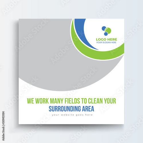 Cleaning Service Company home and hotel cleaning social media post banner. Cleaning service marketing post banner design. Home Cleaning social media post banner.
