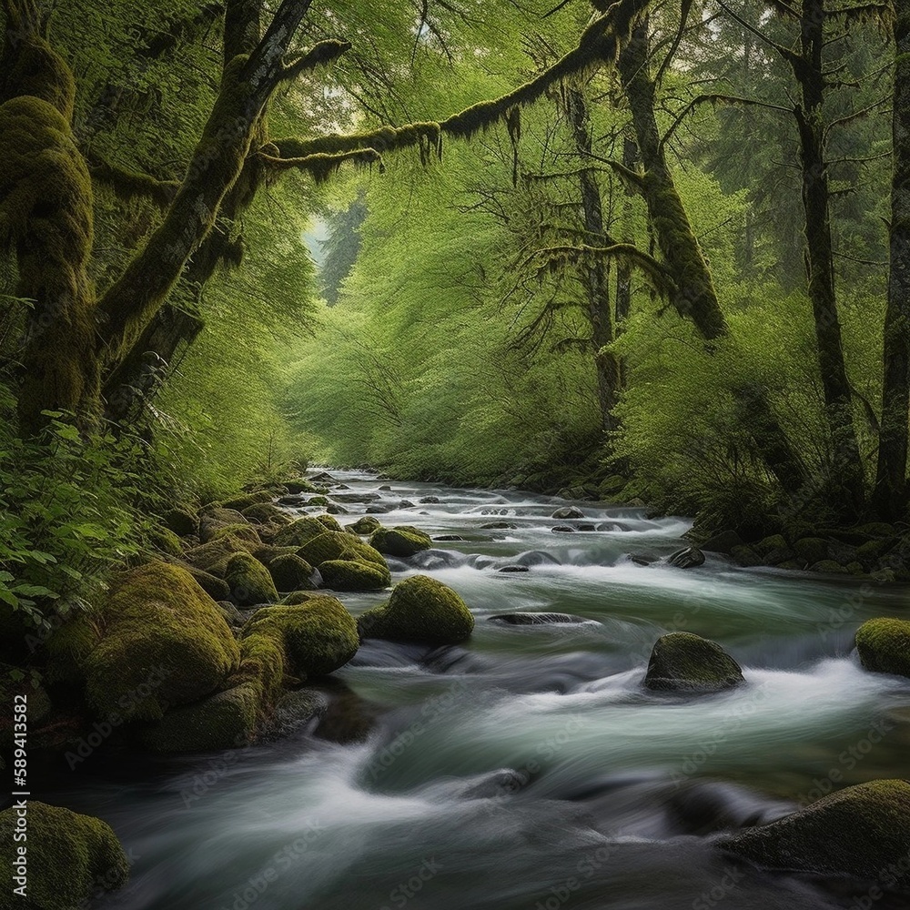 Obraz premium stream in the forest