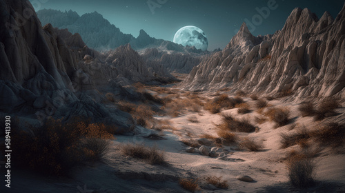 Outer planet  lunar desert with earth in the background